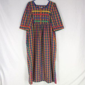 vtg SAYBURY Rainbow Seersucker Dress M L House